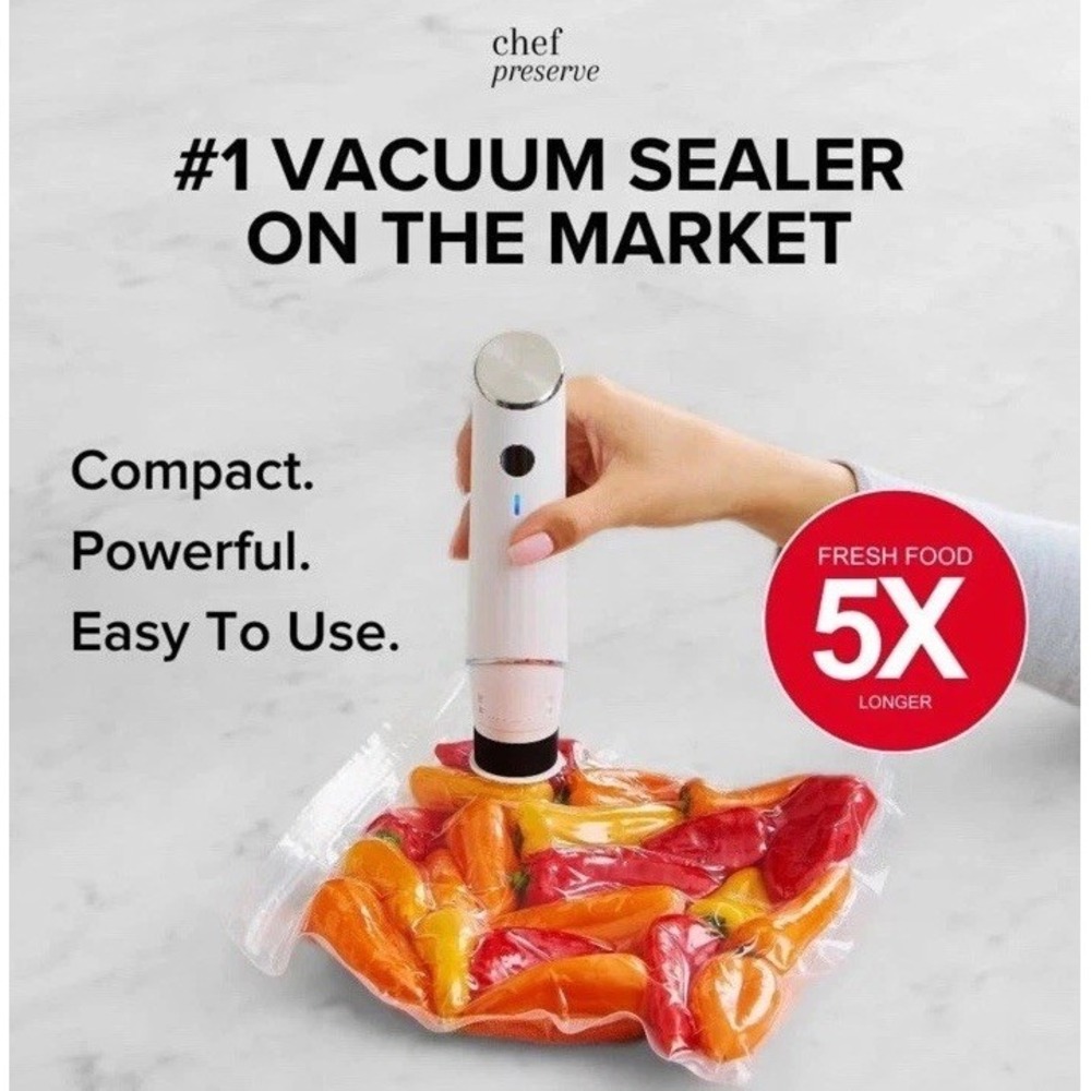 Chef Preserve Vacuum Sealer Portable Wireless Food Storage System 14 Bags - Picture 3 of 9